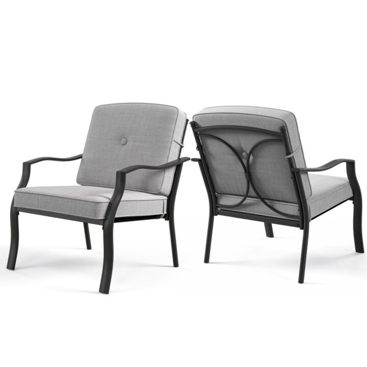 Hivvago 2 Piece Patio Metal Chairs with Seat and Back Cushions