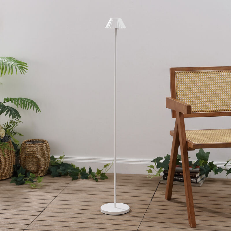 Mallory 44" Modern Minimalist Indoor/Outdoor Iron Pleated Shade Rechargeable/Cordless Dimmable Integrated LED Floor Lamp