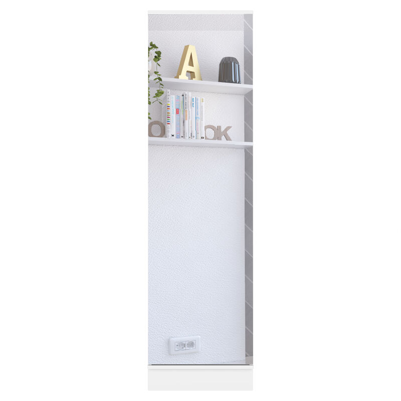 Cassidy Rectangle Tall Shoe Cabinet with Mirror White