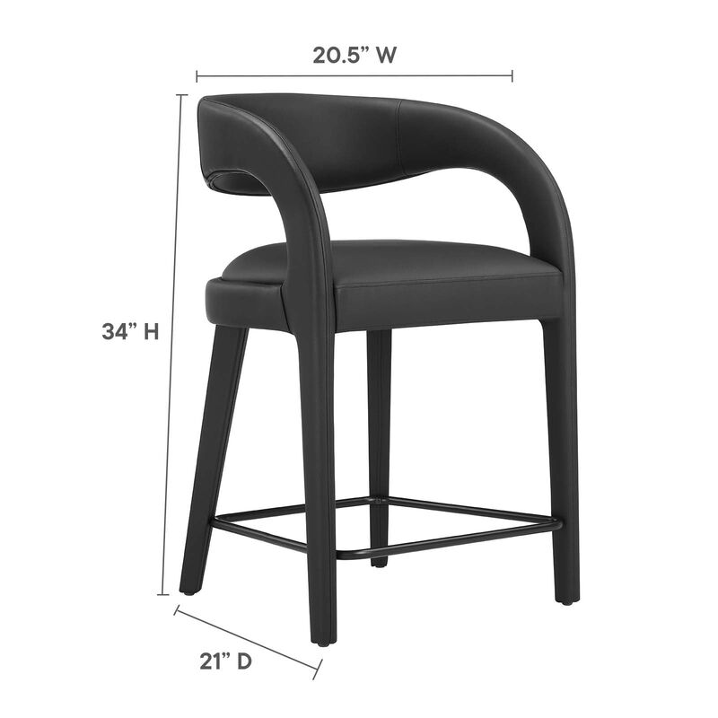Modway EEI-6564-BLK-BLK Pinnacle Vegan Leather Counter Stool Set of Two, Black Black image number 2
