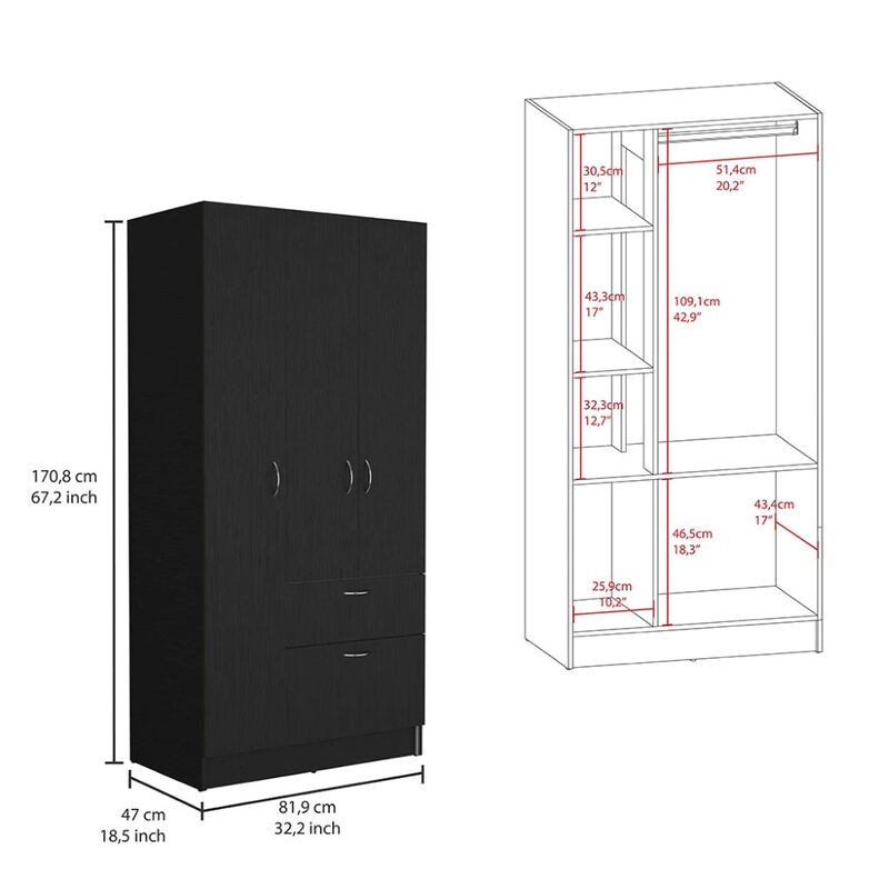 Armoire Cobra, Bedroom, Black / White