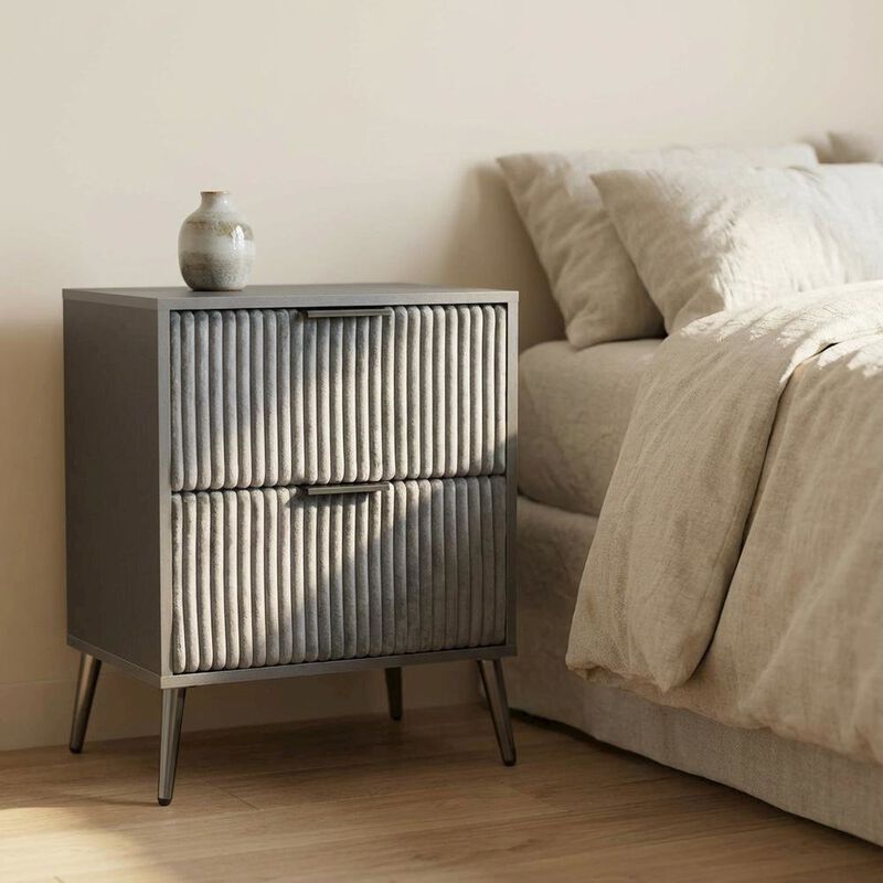 Nightstand with Modern Design and Center Drawer Glide Mechanism image number 2