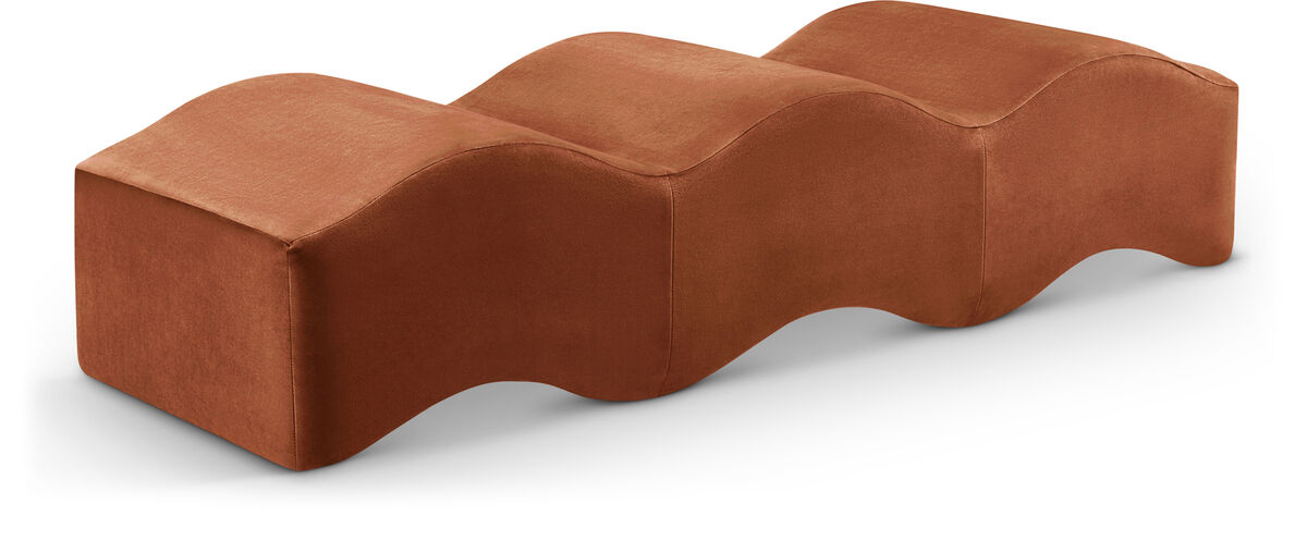 Meridian Furniture Wave Cognac Velvet Bench