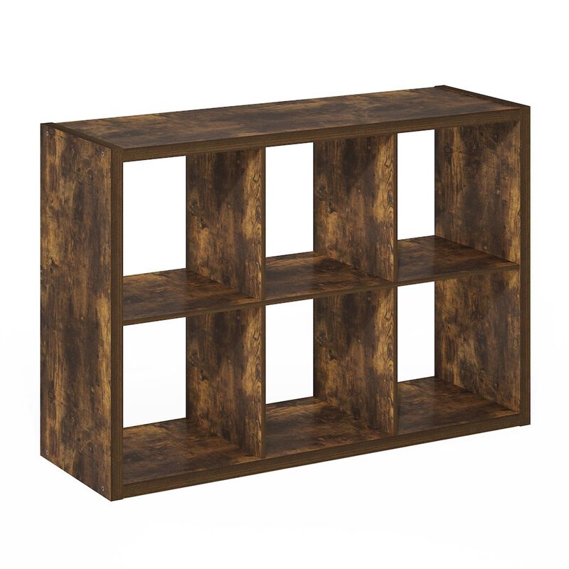 Cubicle Open Back Decorative Cube Storage Organizer, 6-Cube, Amber Pine