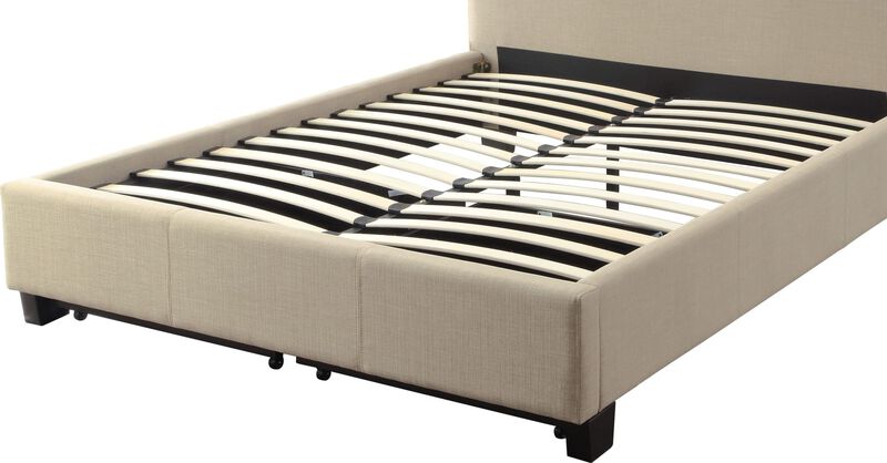 Levi Tufted Storage Bed in Toast Linen