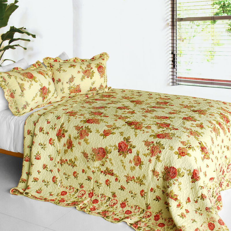Queen Size Cotton 3 Piece Printed Quilt Set Beauty of Light Soft Bedding image number 0