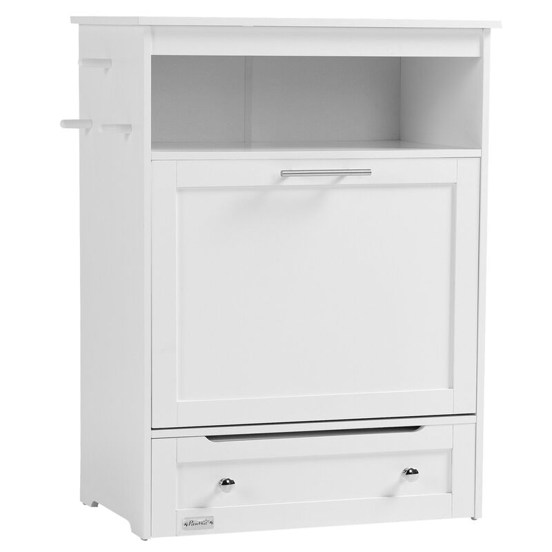 White Pet Station: Dog Feeding Cabinet with Food Storage image number 0