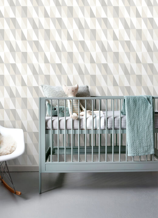 Inez Neutral Geometric Wallpaper