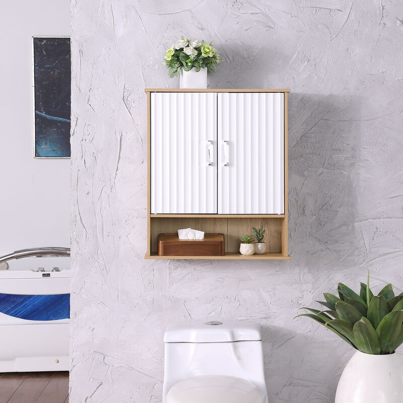 ELEMENT ACE Stylish Wall-Mounted Bathroom Cabinet with Adjustable Shelf and Wave-Patterned Doors for Modern Storage Solutions image number 6