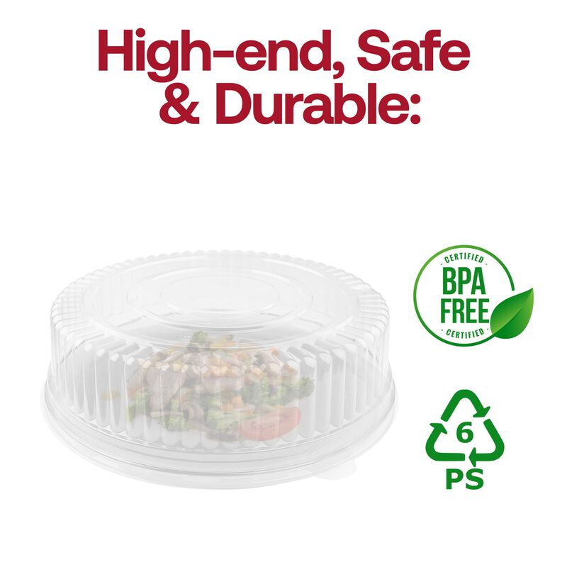 12" Clear Round Plastic Trays with Lids (25 Sets) image number 4