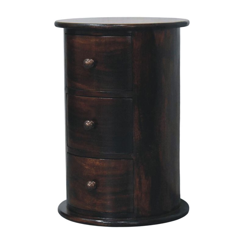 Artisan Furniture Solid Wood California Walnut Drum 3 Drawer Chest , Brown image number 2
