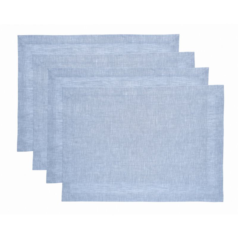 Solino Home Athena 100% Linen Placemats &ndash; Set of 4, 14 x 19 in, Machine Washable, Holiday and Everyday Dining