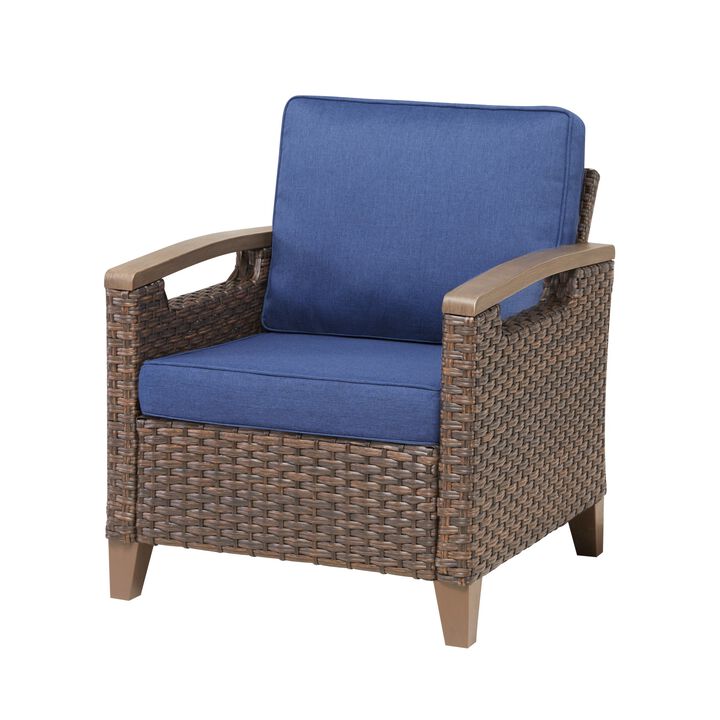 Outdoor Woven Rattan Stationary Armchair Set &mdash; Patio Leisure Chairs (Set of 2)