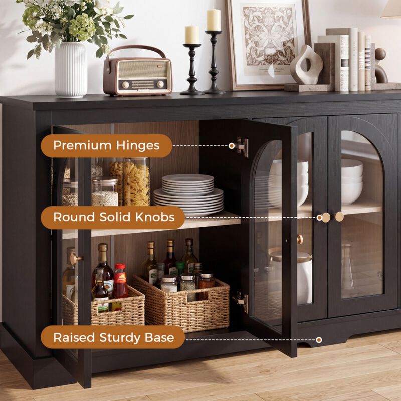 Fulbes  Farmhouse Arched Glass Door Sideboard Cabinet image number 4