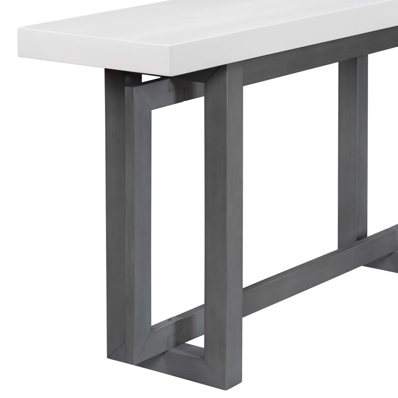 Whisen Contemporary Console Table Entryway Table with Wood Top - White