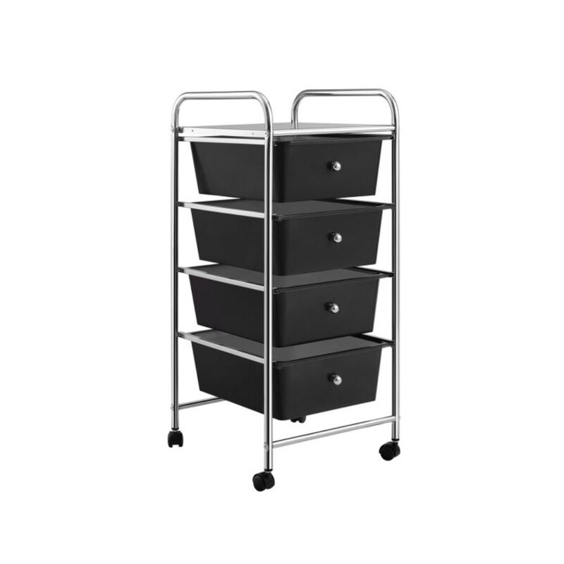 Hivvago 4-Drawer Cart Storage Bin Organizer Rolling with Plastic Drawers-Black