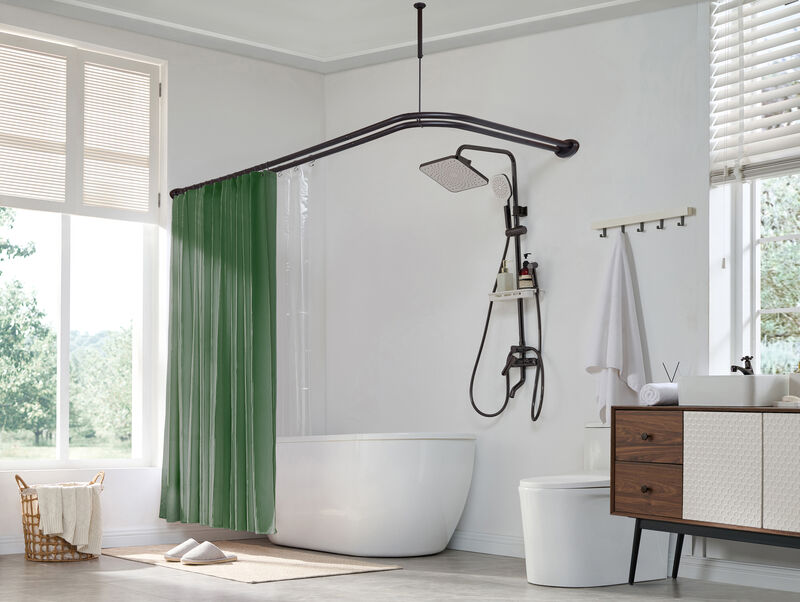Rustproof Aluminum Double L-Shaped Shower Curtain Rod image number 7