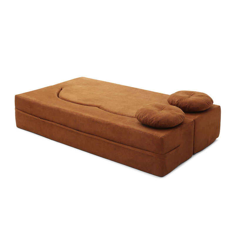 Merax Folding Sofa Bed with Pillow, Twin Sleeper Sofa, Floor & Futon Loveseat Couch image number 4