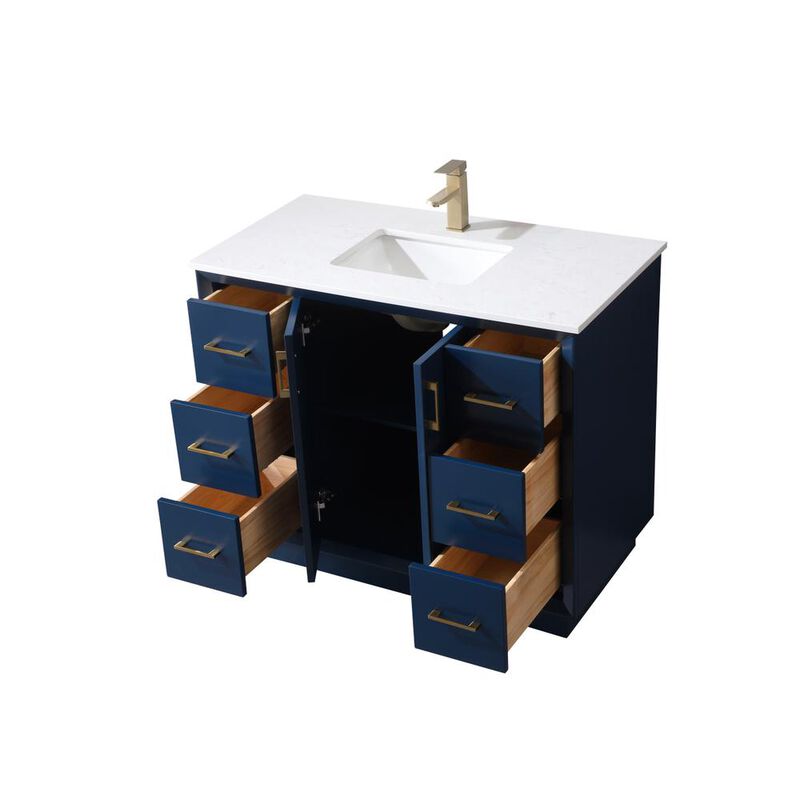 Elegant Kitchen and Bath 42 Inch SIngle Bathroom Vanity In Blue