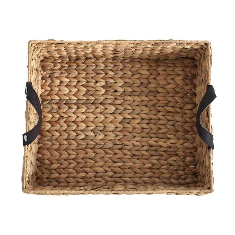 Adaline 18.11" Classic Farmhouse Handwoven Hyacinth Rectangular Underbed Storage Bin with Wheels and Handles