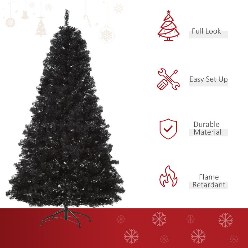 7ft Artificial Christmas Tree Black Douglas Fir with Realistic Branches 1346 Tips and Metal Base