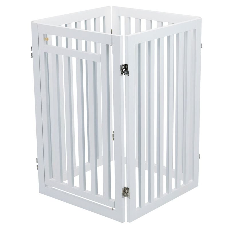 TRIXIE 4-Panel Foldable Wood Freestanding Pet Gate, Walk Thru Door, Expands to 80" image number 0
