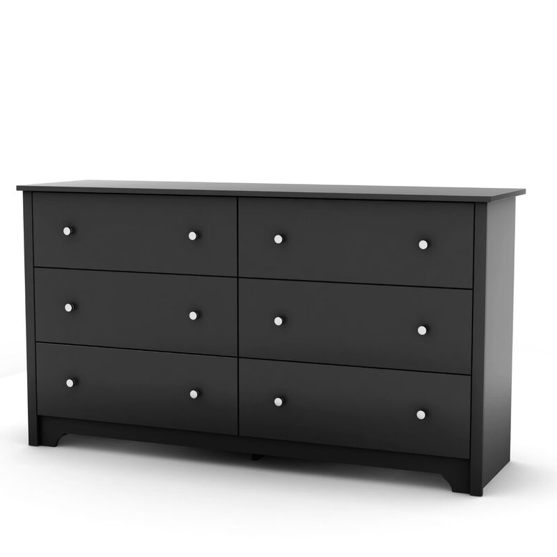 Hivvago Black 6 Drawer Bedroom Dresser with Nickle Metal Knobs Handles