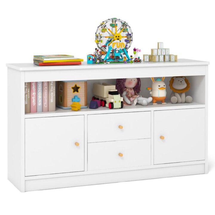 Hivvago Kids Toy Storage Organizer with Open Shelf and 2 Drawers for Playroom-White