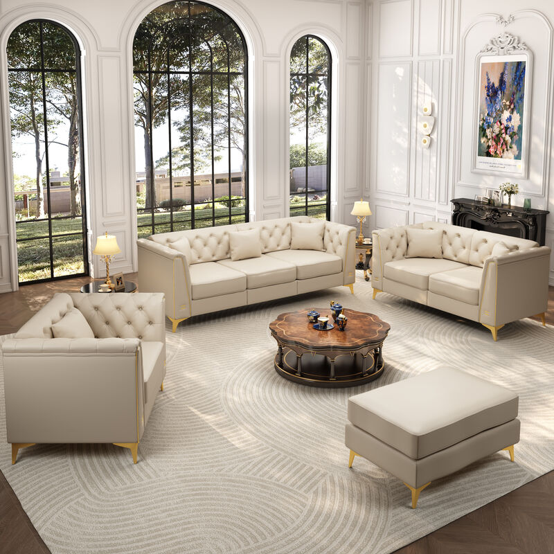 Wotvo Luxury Modular Chesterfield Sofa Set image number 1
