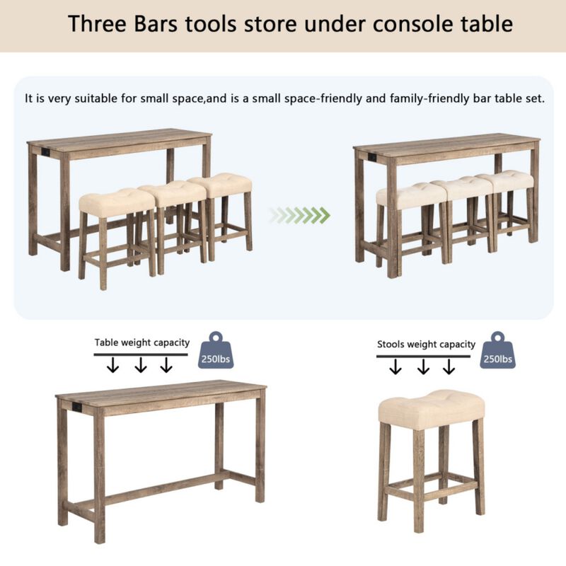 Kepfuf 4‑Piece Farmhouse Bar Table Set image number 7
