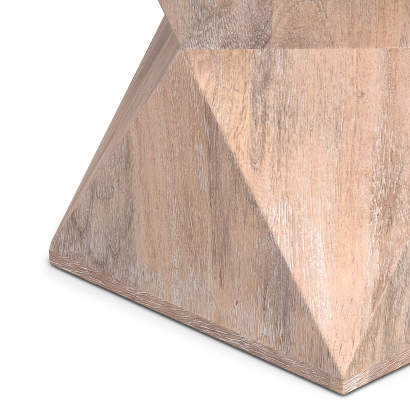 Sutton 14 inch Wide Solid Mango Contemporary Side Table in Cerused Natural