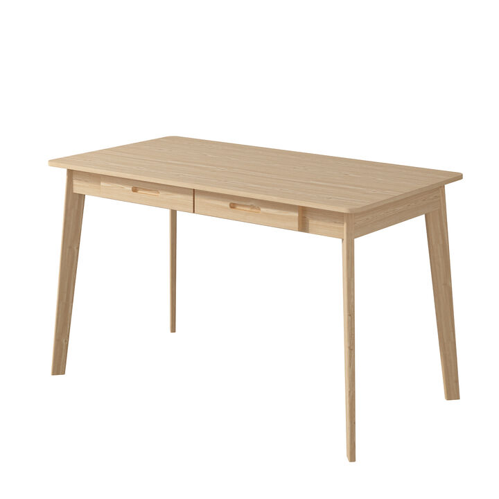 47.2 in. W-21.7 in D-29.5 in H Rectangular Light Wood Color MDF Computer Desk with 2 Drawers