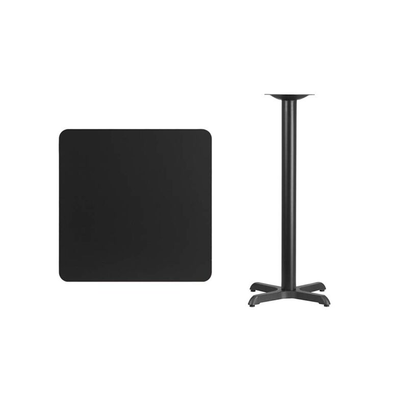 Flash Furniture Stiles 30'' Square Black Laminate Table Top with 22'' x 22'' Bar Height Table Base