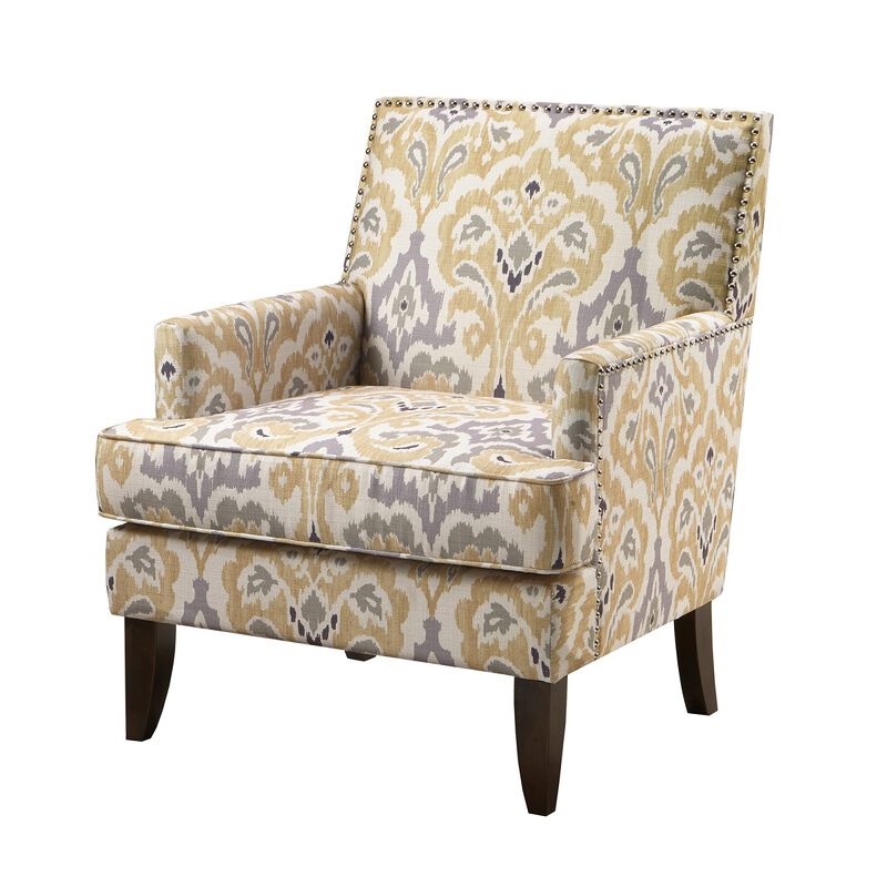 Gracie Mills Kenny Track Arm Club Chair with Nailhead Trim