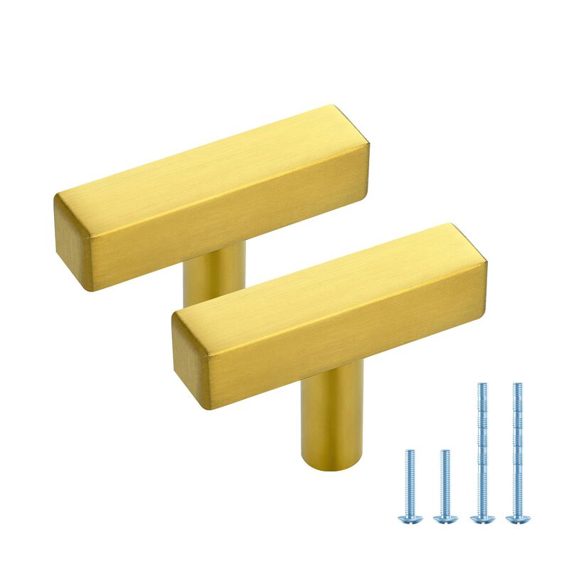 10 Pack Brushed Brass Kitchen Cabinet Drawer Pulls Kitchen Cabinet Handles for Cupboard Gold 2 Inch Cabinet Pulls with Single Ho