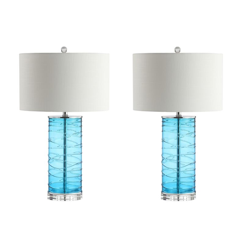 Cole Modern Fused Glass Cylinder LED Table Lamp (Set of 2)