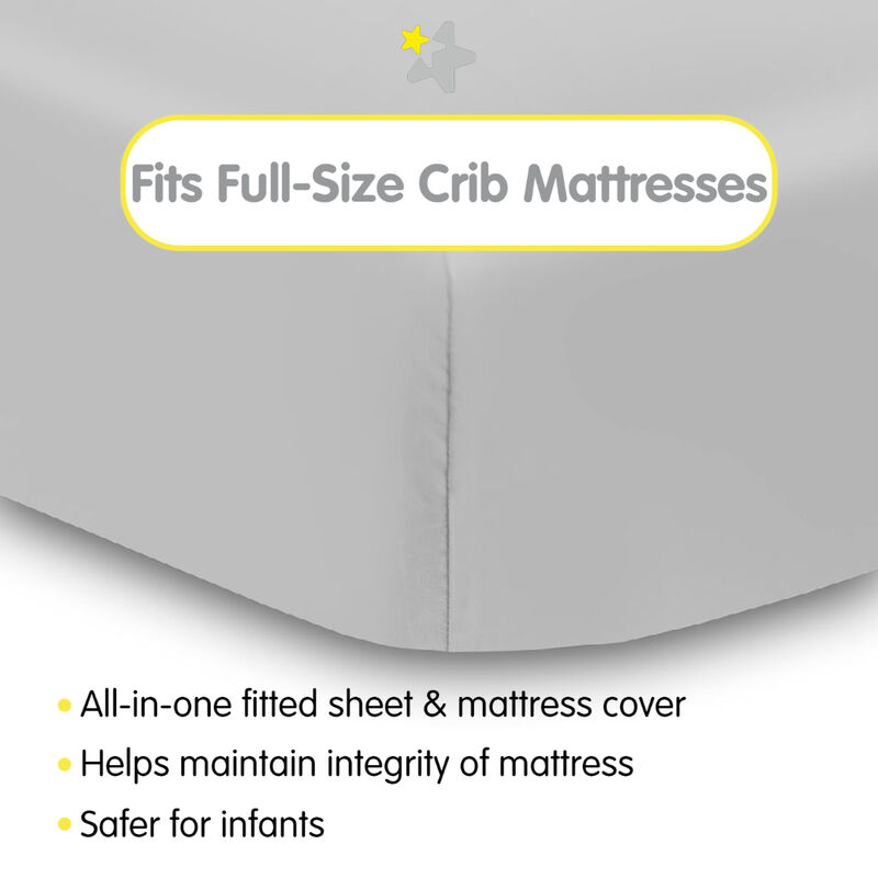All-in-One Fitted Sheet & Waterproof Cover for 52" x 28" Crib Mattress (2-Pack)