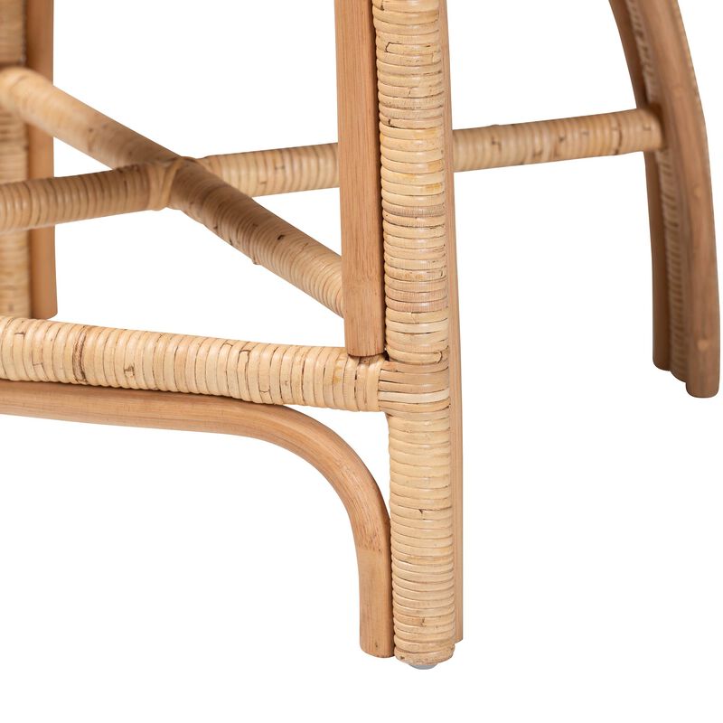 bali & pari Prisca Natural Rattan Counter Stool with Bubble Frame - Handwoven Wicker Accent Stool with Round Back and Removable Cushions for Kitchen Island or Lounge image number 5
