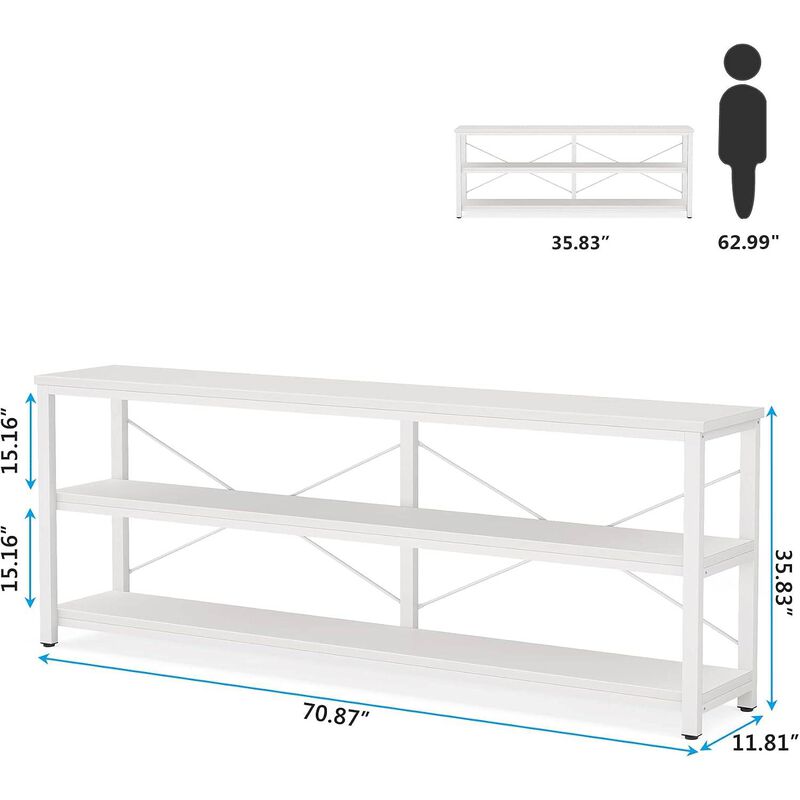Tribesigns Classic 3-Tier Wood Console Table with Metal Frame image number 4