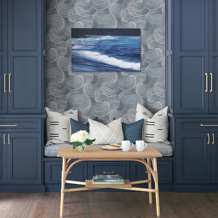 Karson Blue Swirling Geometric Wallpaper
