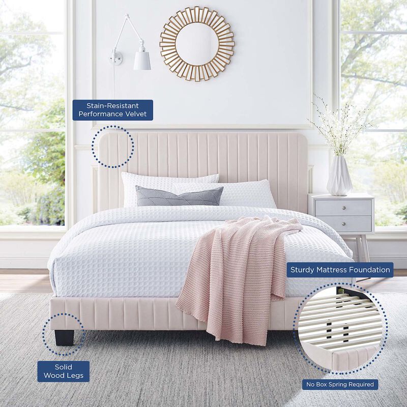Celine Channel Tufted Performance Velvet Full Platform Bed image number 6