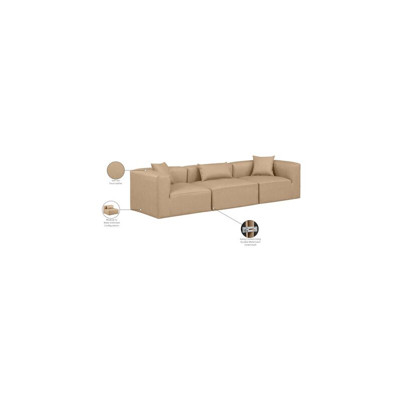 Meridian Furniture Cube Tan Vegan Leather Modular Sofa