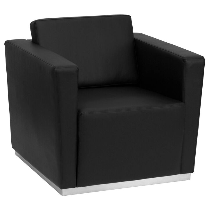 Flash Furniture Hercules Trinity Series Contemporary Black Leather Chair with Stainless Steel Base