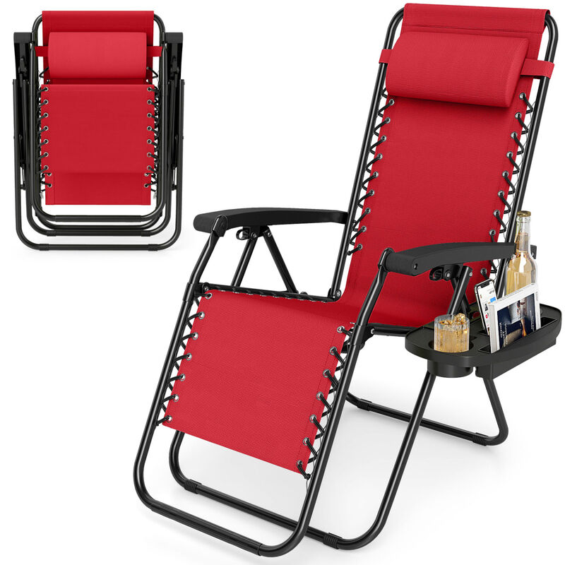 Outdoor Zero Gravity Chairs with Cup Holder and Adjustable Back image number 3