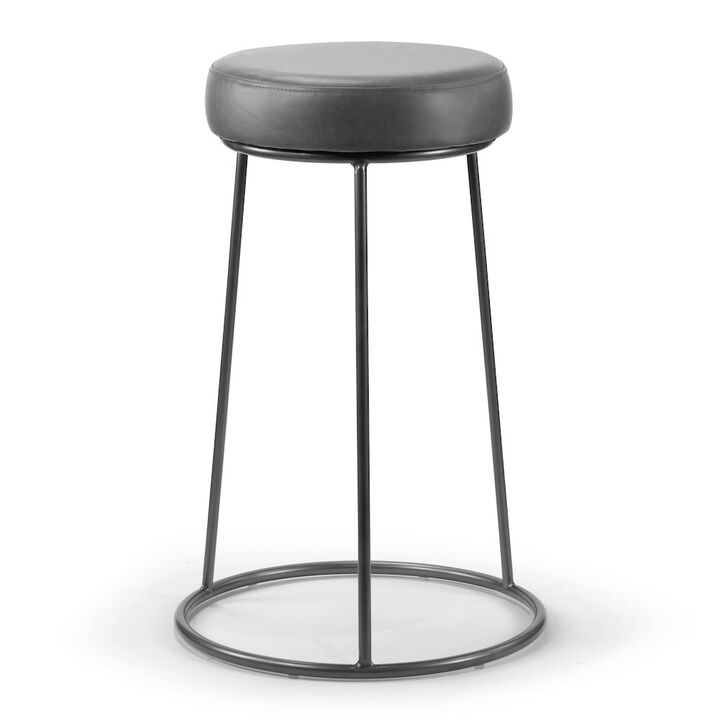 Glamour Home Set of 2 Amie Gray Backless Counter Stool with Gunmetal Gray Frame