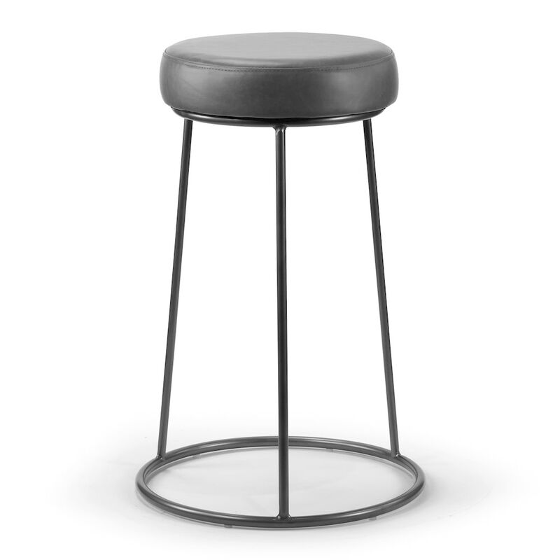 Glamour Home Set of 2 Amie Gray Backless Counter Stool with Gunmetal Gray Frame