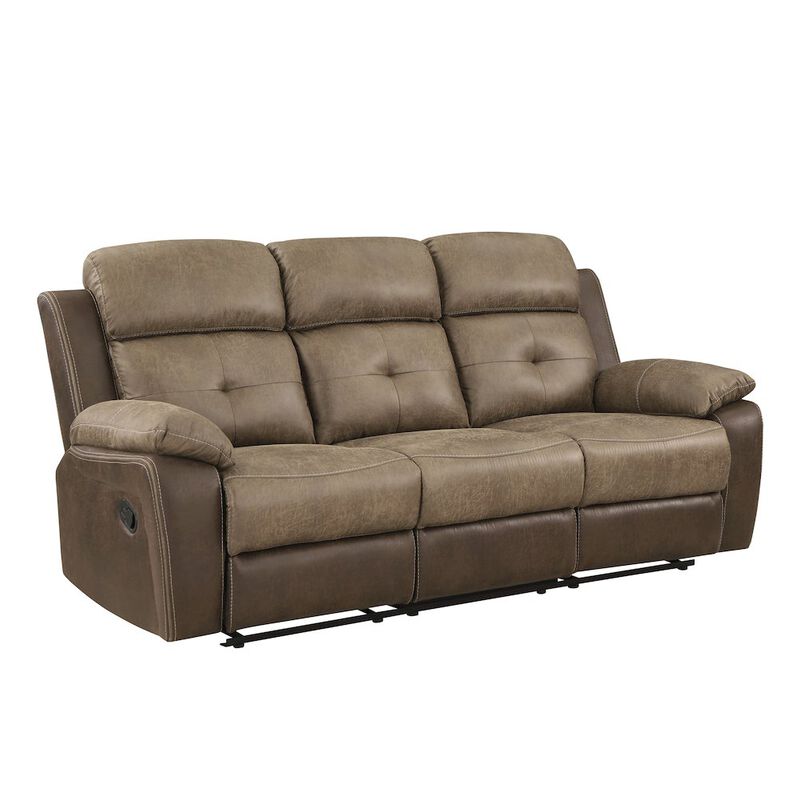 Lexicon Glendale Microfiber Double Reclining Sofa In Brown