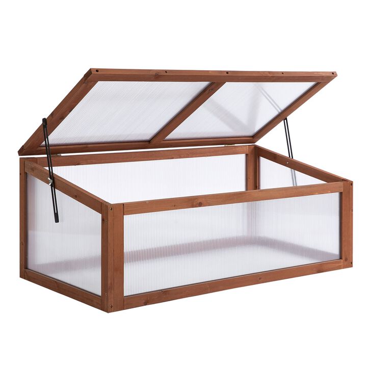 Hivvago Wooden Cold Frame Greenhouse with Polycarbonate Panels
