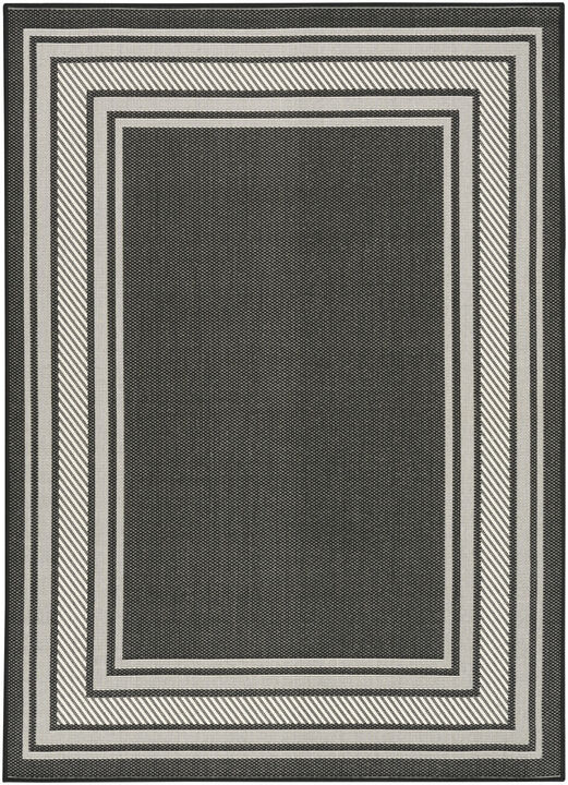 HomeRoots 6' X 9' Black Geometric Indoor Outdoor Area Rug