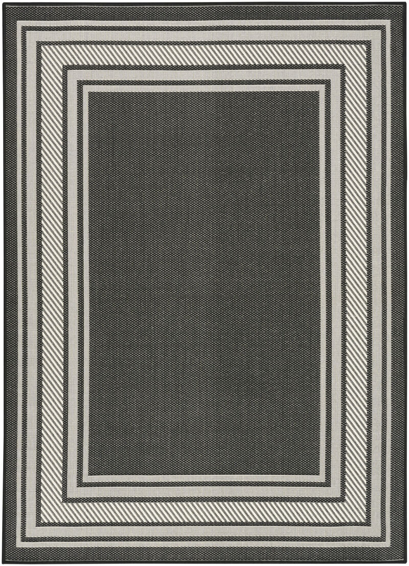 HomeRoots 6' X 9' Black Geometric Indoor Outdoor Area Rug image number 0